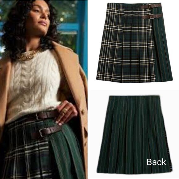 💯 virgin wool pleated tartan plaid midi skirt banana republic - Picture 1 of 16